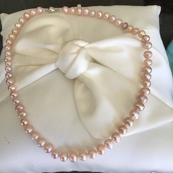 Freshwater Blush Pink Pearl Necklace 7mm - Picture 1 of 9